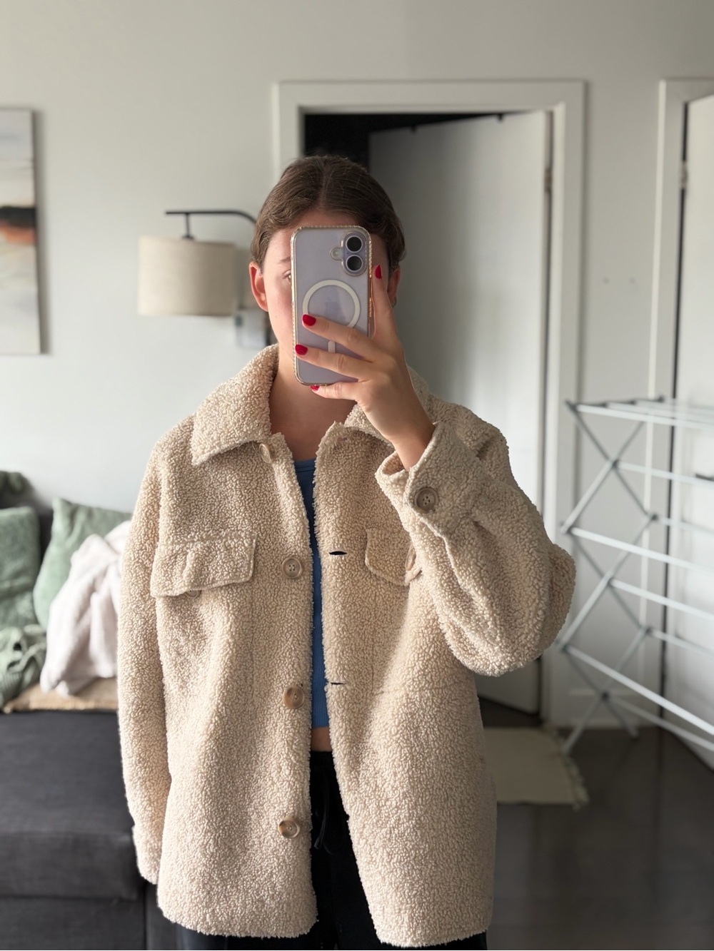 Pull&Bear Cream Teddy Sherpa Jacket